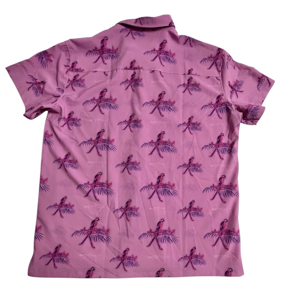 Retro Rifle Shirt Mens Saws Macaws Pink AOP Hawaiian Tropical Button Up Size 2XL - Picture 11 of 13